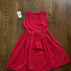 Girls red tank dress with bow size 7/8 NWT